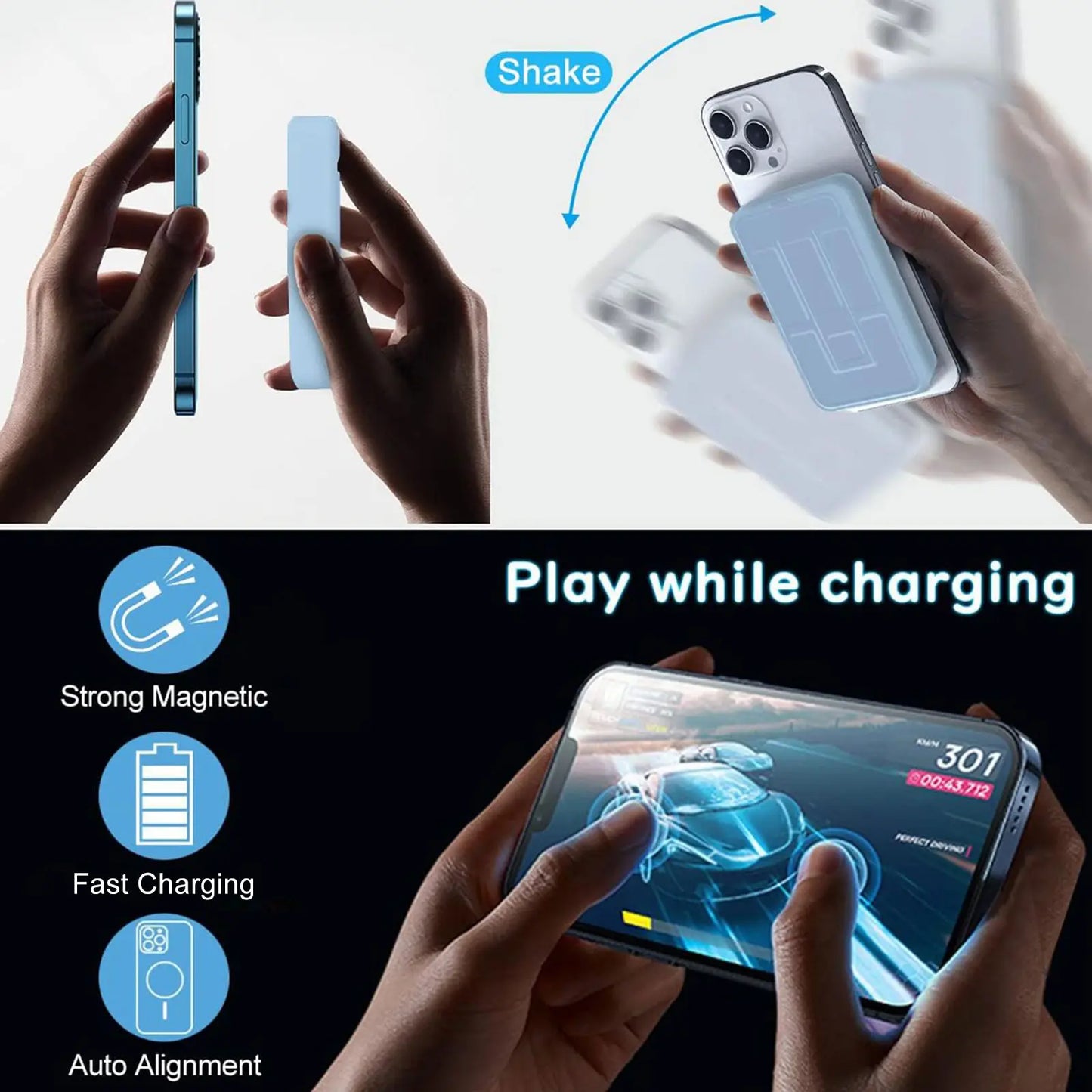 Magnetic Portable Wireless Fast Charger - 10000mAh Smart Power Bank with 22.5W PD Quick Charge and LED Display, Compatible with iPhone Series