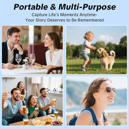 W&O Portable 2.5K Ultra HD Video Recorder with 180° Rotating Lens and Handheld Stabilizer for Vlogging, Travel, and Daily Life, USB Rechargeable, Durable Construction, Black